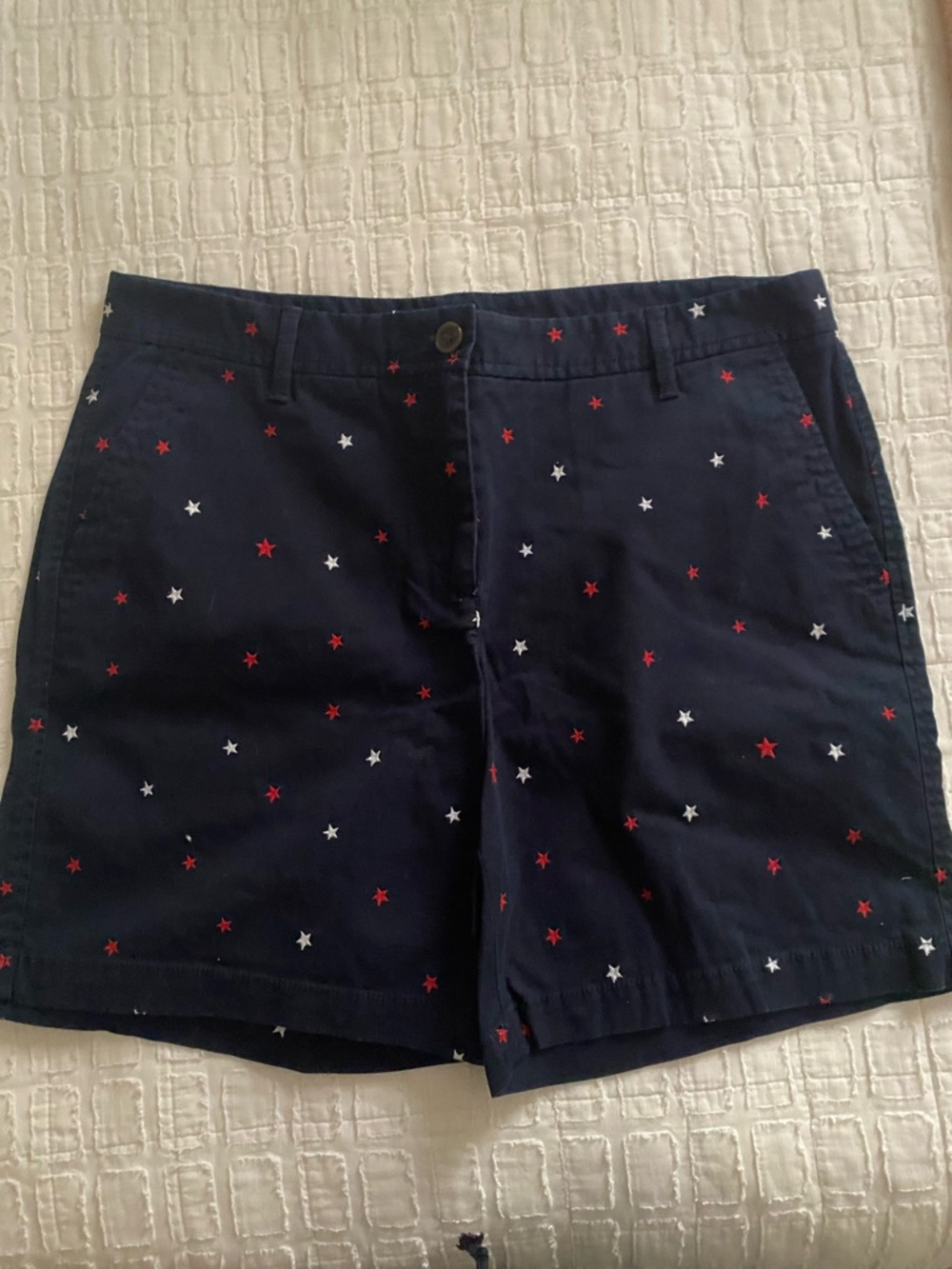 Talbots Navy Shorts with Red & White Star Embroidery